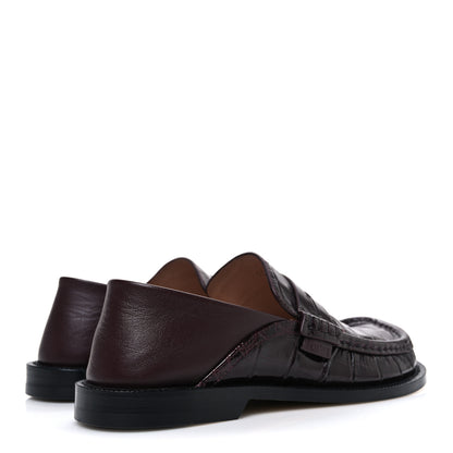 Loewe Calfskin Crocodile Embossed Campo Loafers 36 Burgundy 5 of 11