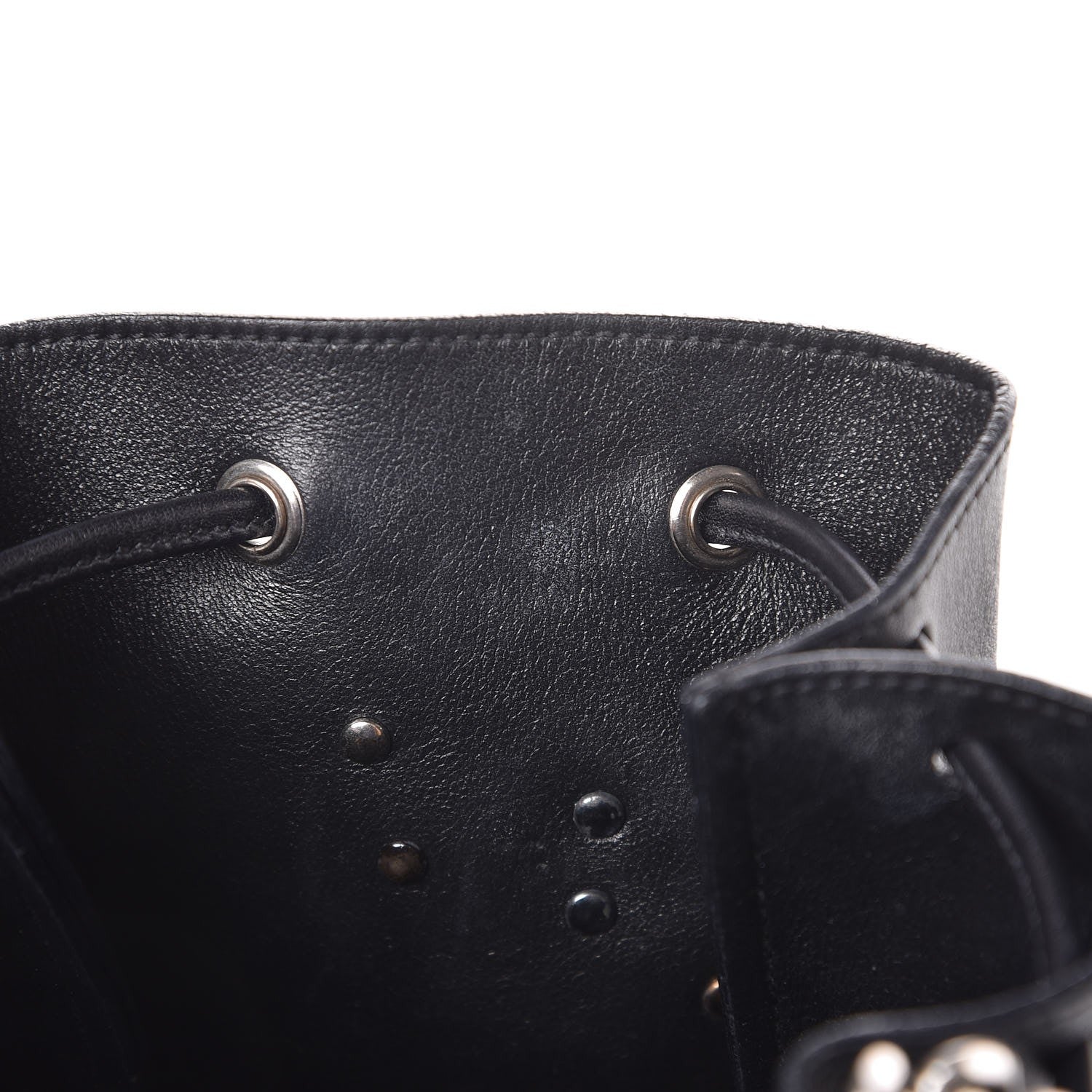 Saint Laurent Calfskin Embellished Monogram Mini Bucket Bag Black 7 of 8