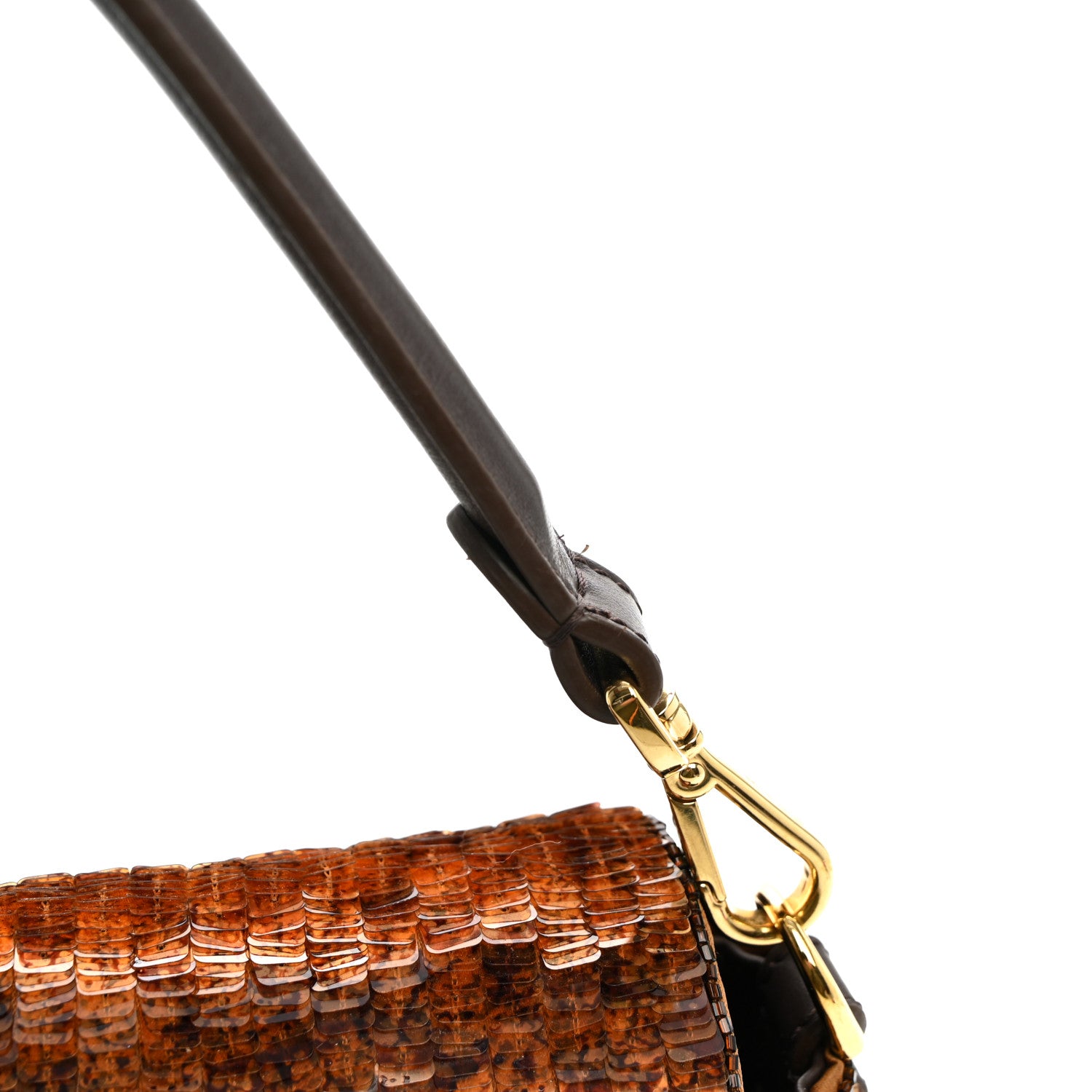 Fendi Sequin Paillettes Shiny Nappa Sex and the City Baguette Tartaruga 9 of 9