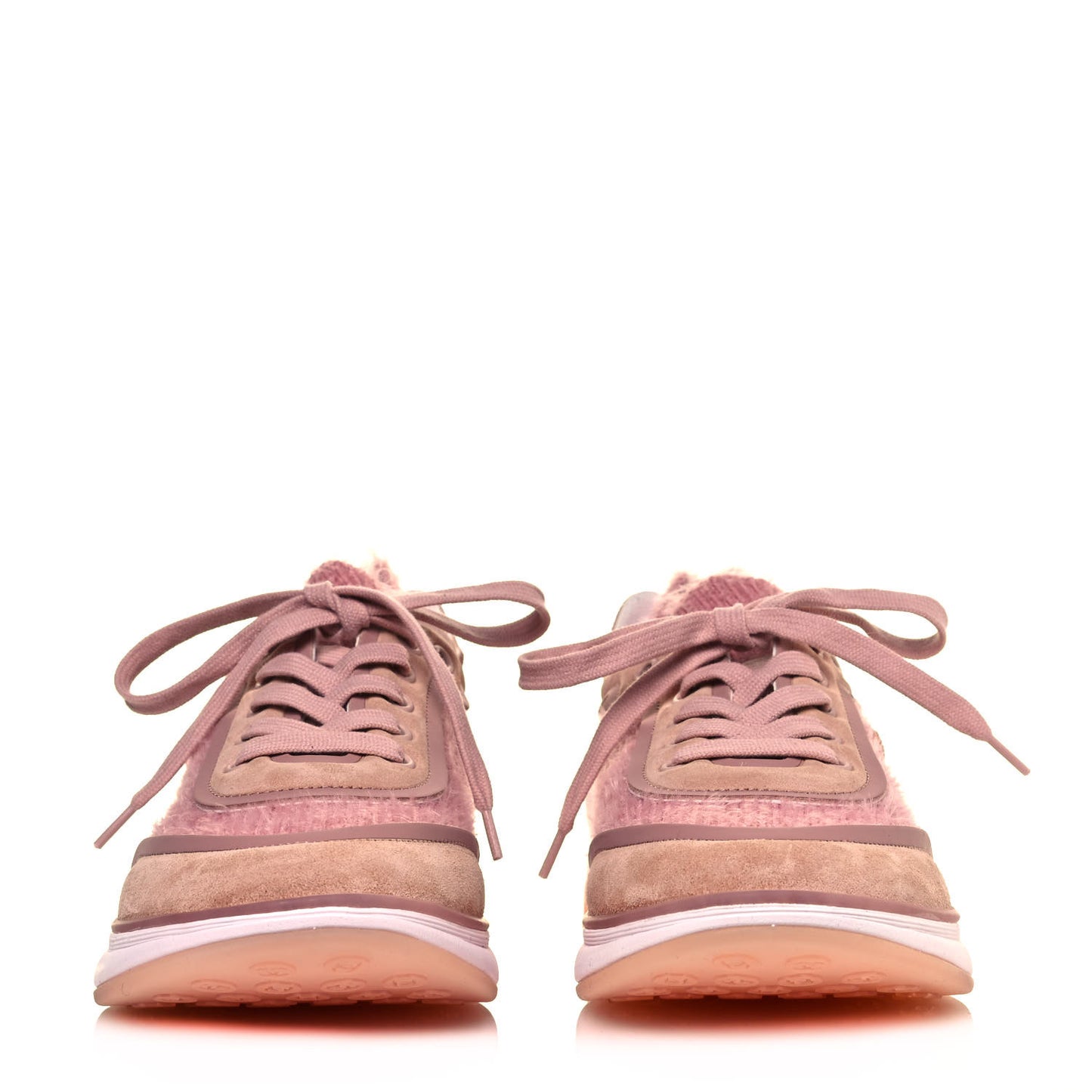 Suede Calfskin Stretch Fabric CC Sneakers 37 Pink