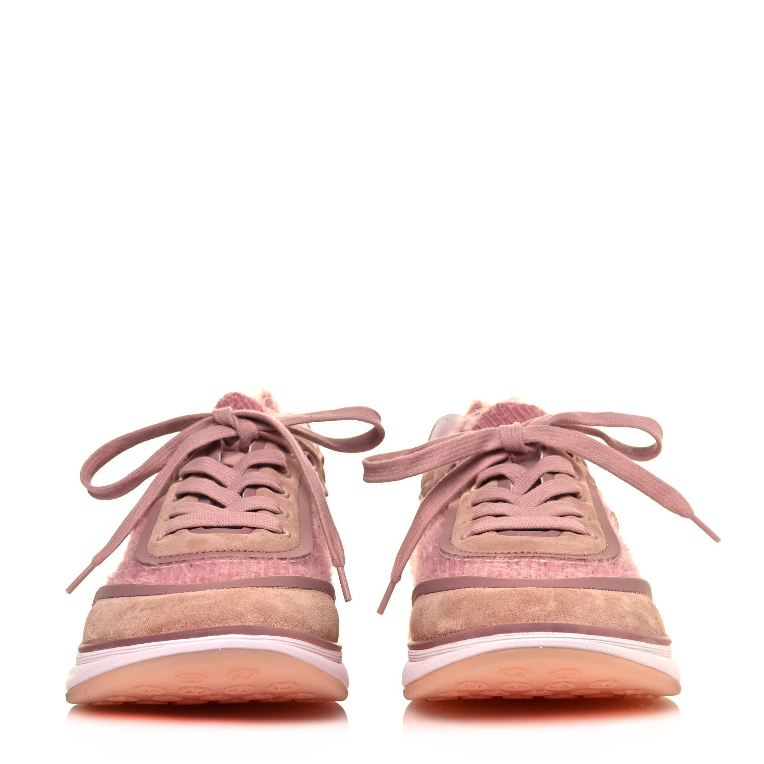 Chanel Suede Calfskin Stretch Fabric CC Sneakers 37 Pink 2 of 8