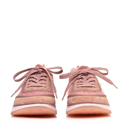 Chanel Suede Calfskin Stretch Fabric CC Sneakers 37 Pink 2 of 8