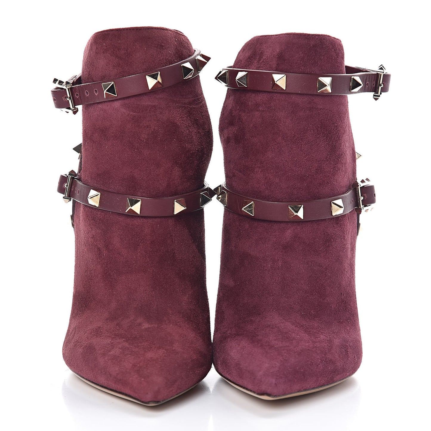 Suede Rockstud Double Buckle 100mm Ankle Boots 36 Rubin