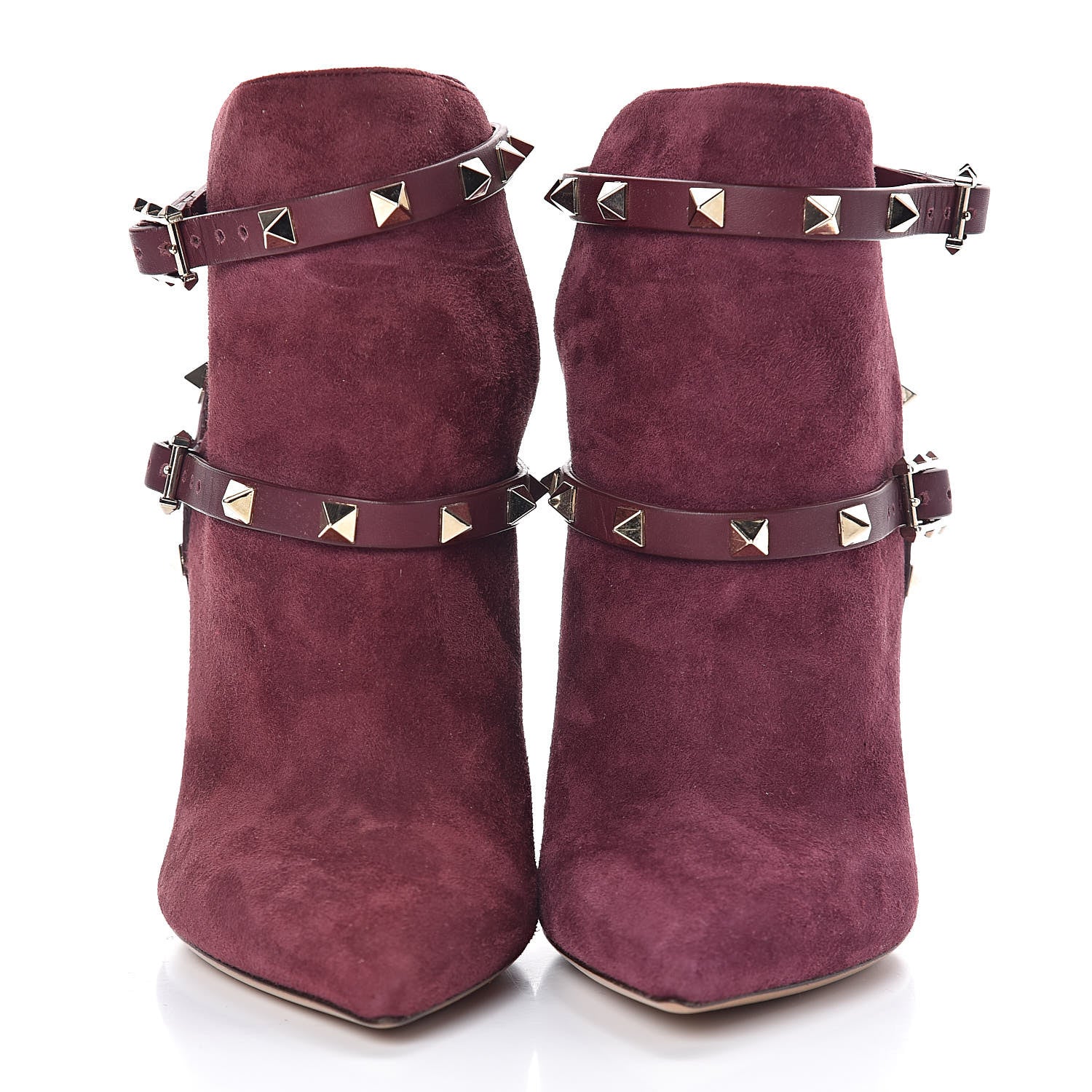 Valentino Garavani Suede Rockstud Double Buckle 100mm Ankle Boots 36 Rubin 2 of 8