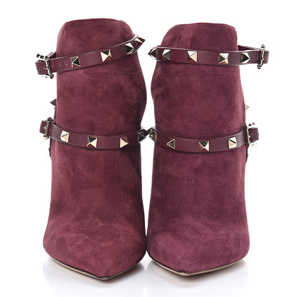 Valentino Garavani Suede Rockstud Double Buckle 100mm Ankle Boots 36 Rubin 2 of 8