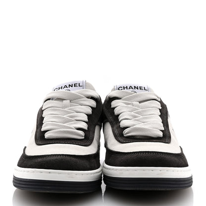 Chanel Suede Kidskin Womens CC Sneakers 37.5 Black White 3 of 13