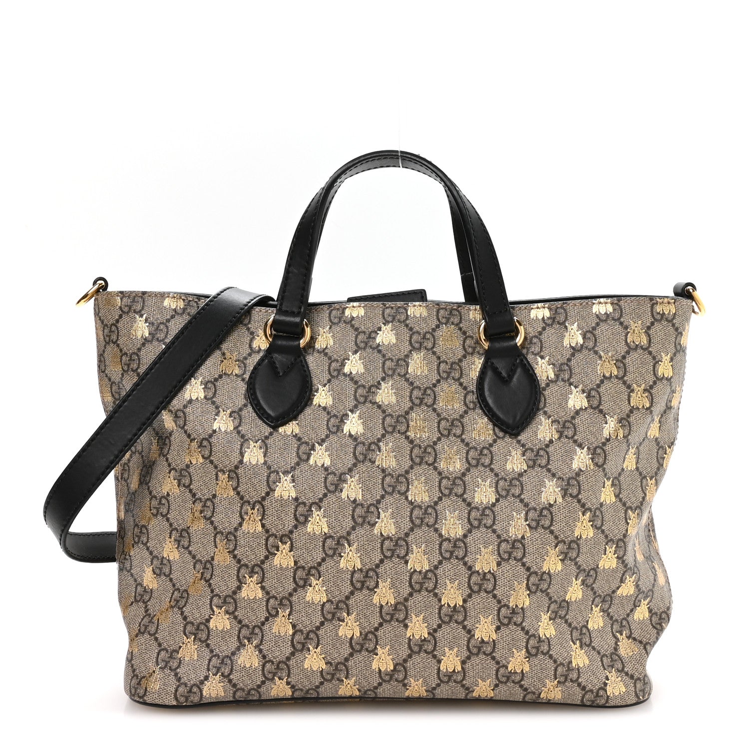 Gucci Soft GG Supreme Monogram Bees Small Crossbody Tote Beige Oro Black 1 of 10