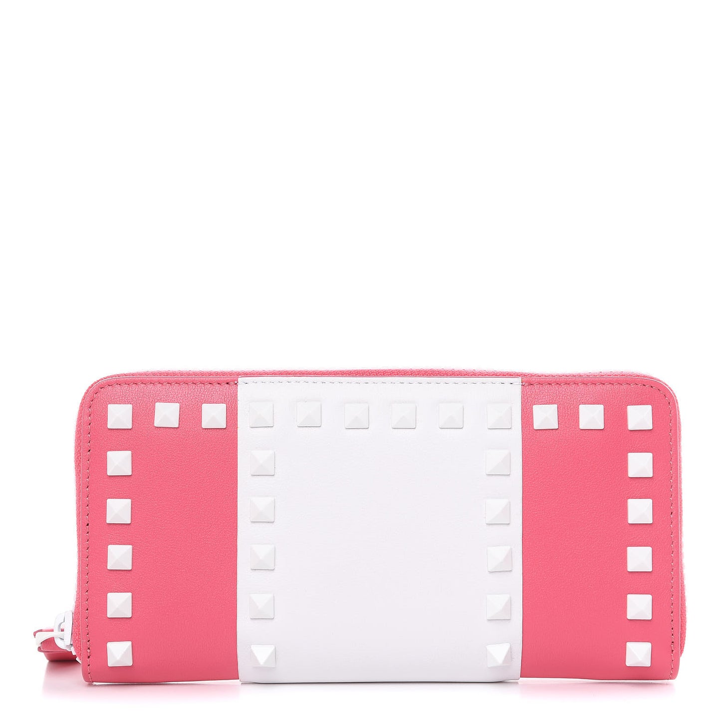 Vitello Colorblock Free Rockstud Zip Around Wallet Shadow Pink White