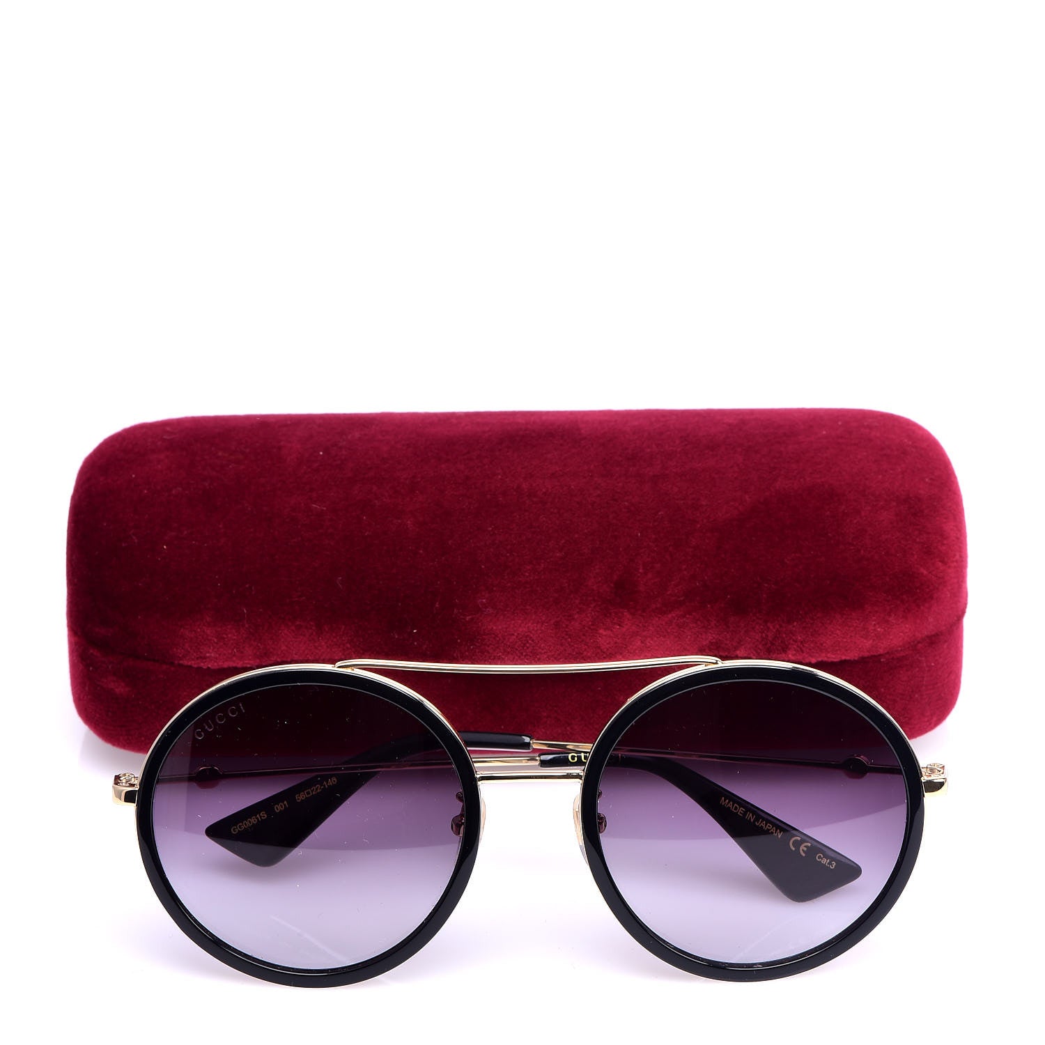 Gucci Round Frame Sunglasses GG0061S Black 10 of 10