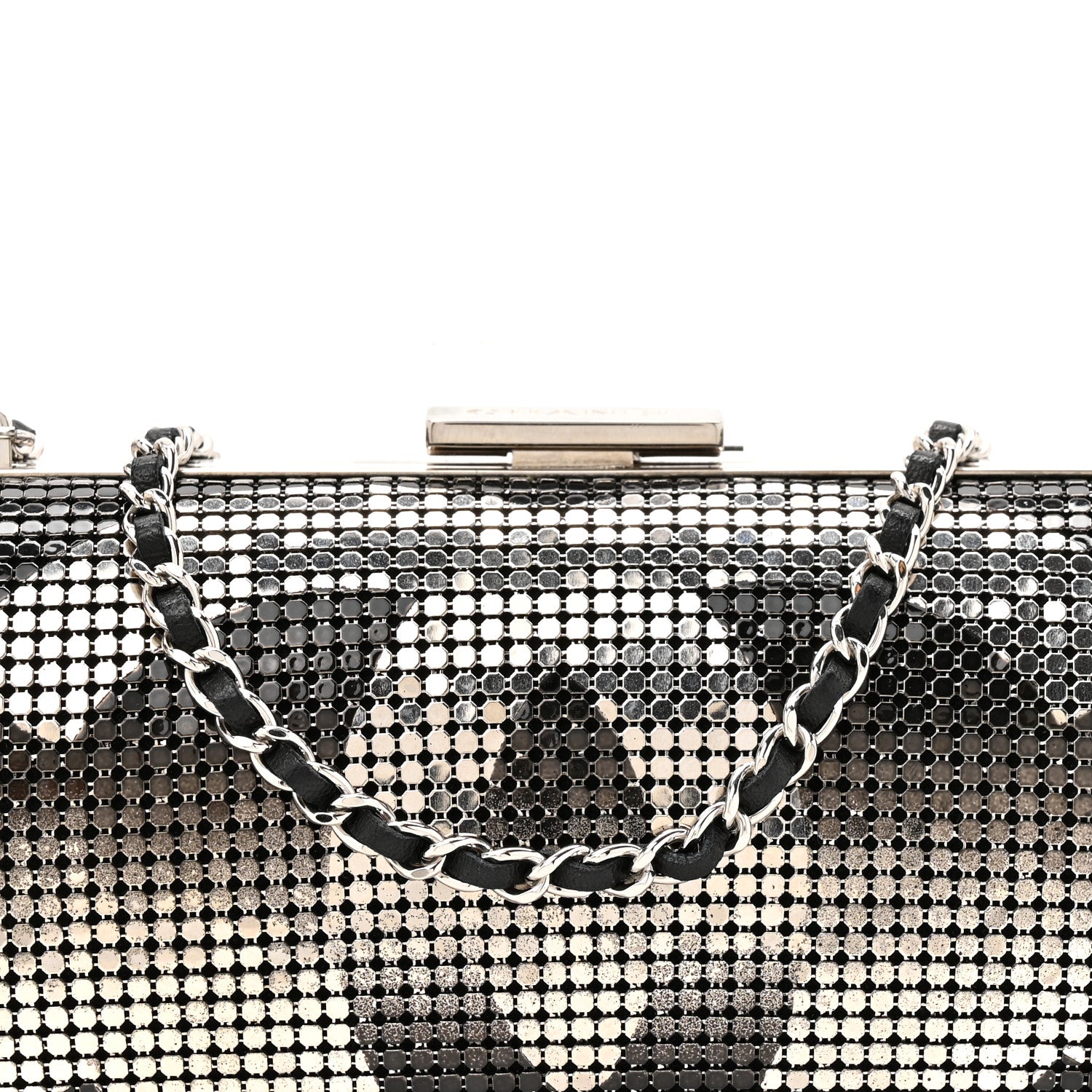 Chanel Metallic Lambskin Perforated Hollywood Clutch Silver 7 of 9