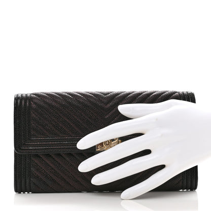 Chanel Caviar Chevron Quilted Boy Flap Wallet Black 2 of 8