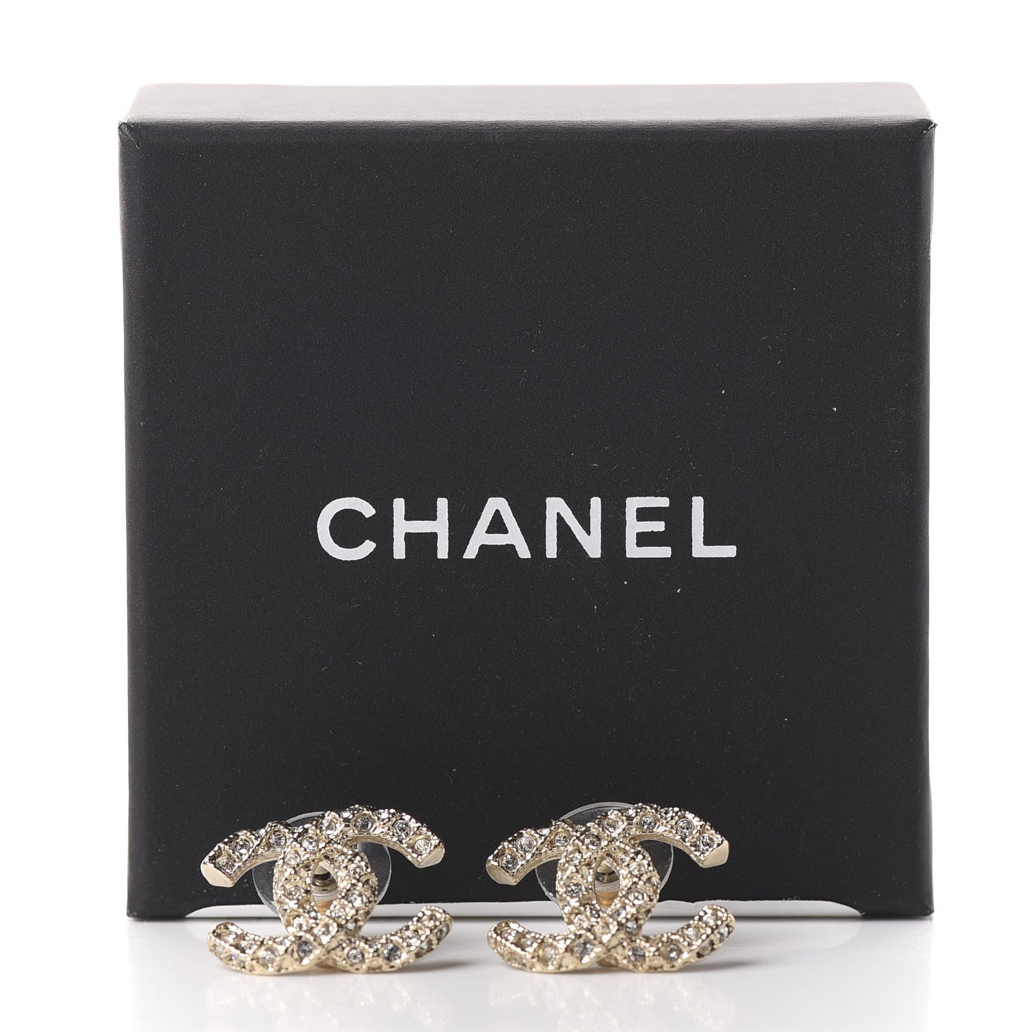 Chanel Crystal CC Earrings Gold 5 of 5