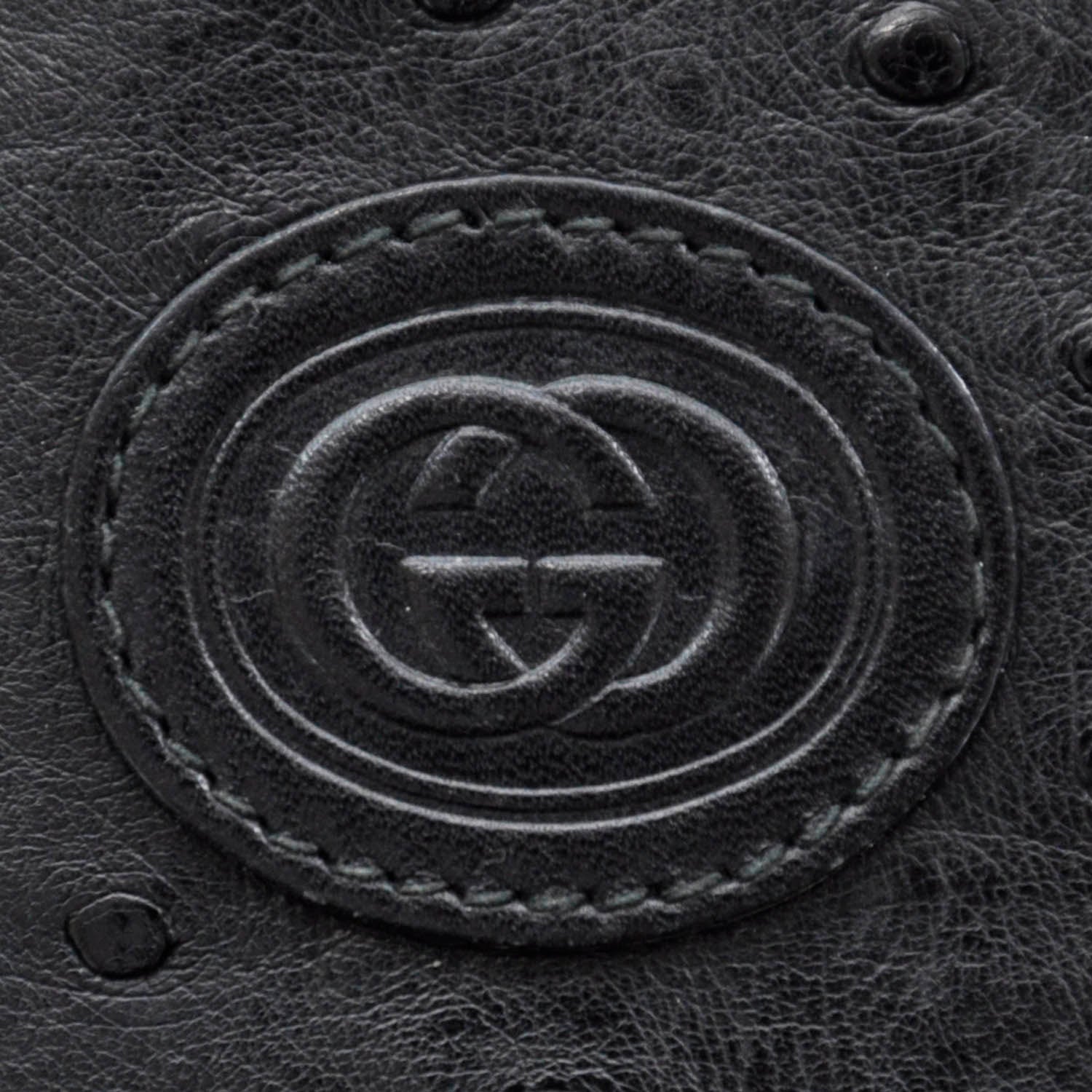 Gucci Ostrich Shoulder Bag Black 9 of 13