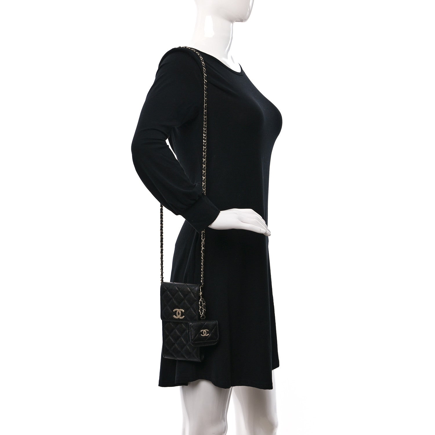 Chanel Caviar Quilted CC Airpods Pro and Phone Case With Chain Black 3 of 10