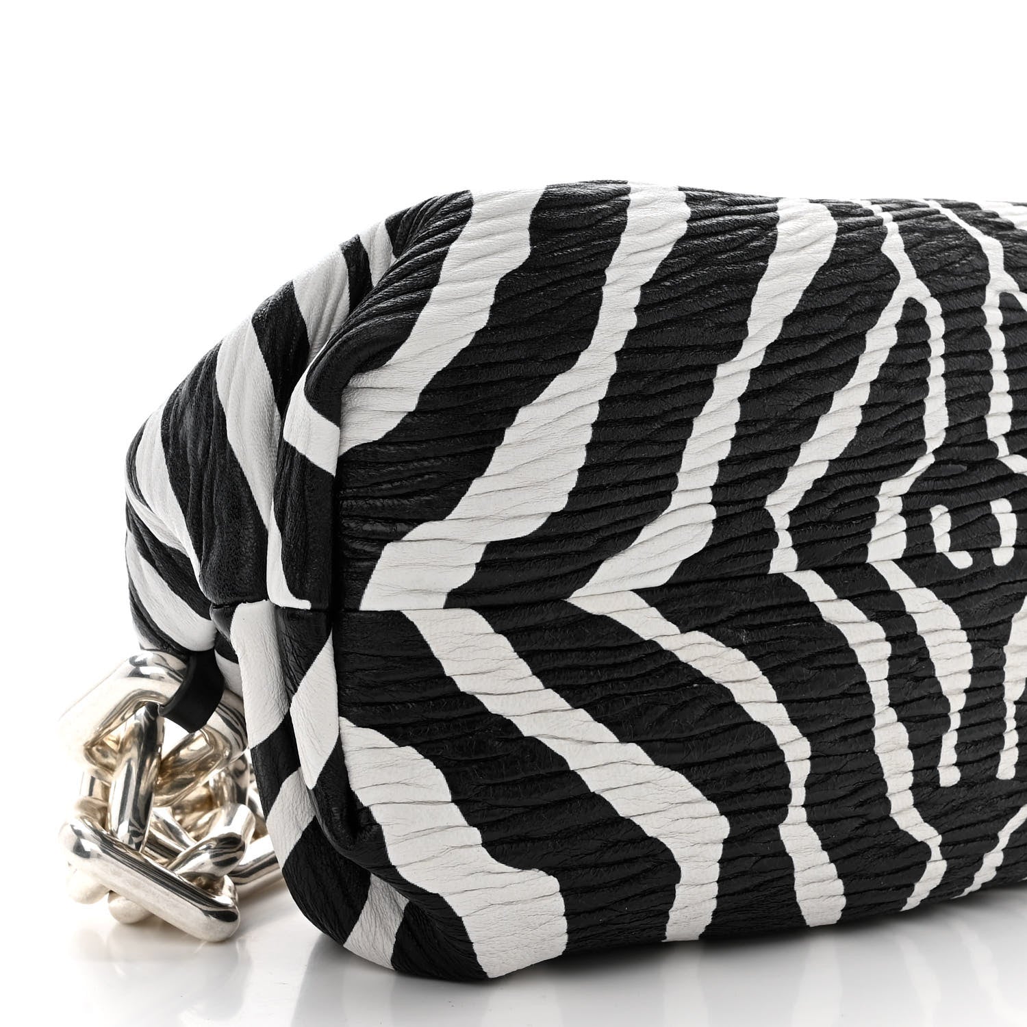 Bottega Veneta Nappa Zebra Print The Pouch Chain White Black 9 of 10