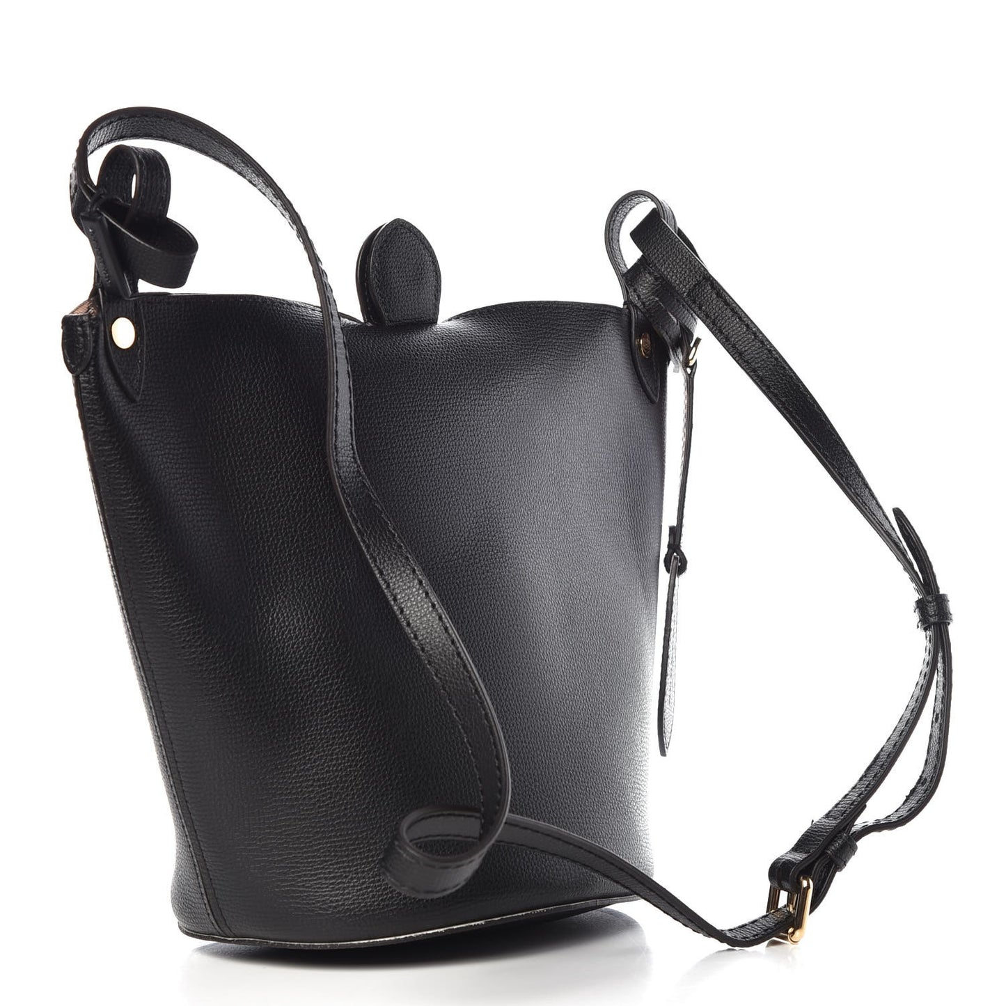 London Grainy Calfskin Small Lorne Bucket Crossbody Black