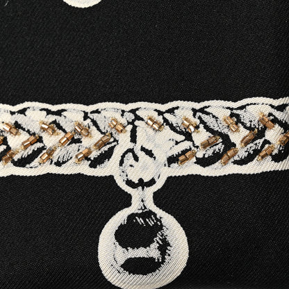 Hermes Silk Embroidered Le Tresor De Medor Scarf 90 Black White Gold 7 of 7
