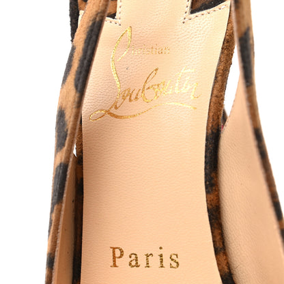Christian Louboutin Veau Velours Leopard Clare Sling 80 Pumps 38 Caramel 7 of 8