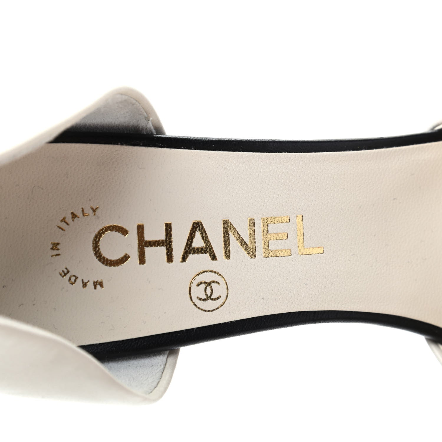 Chanel Lambskin Pearl Peep Toe d'Orsay Pumps 37.5 White Black 6 of 8
