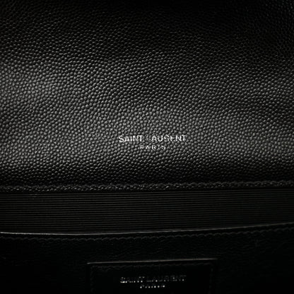 Saint Laurent Grain De Poudre Textured Mixed Matelasse Triquilt Medium Monogram Satchel Black 7 of 10