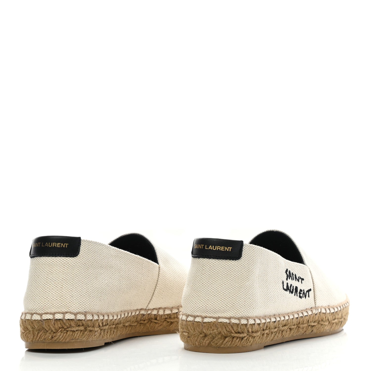 Saint Laurent Canvas Elba Logo Embroidered Espadrilles 38 Panna 4 of 10