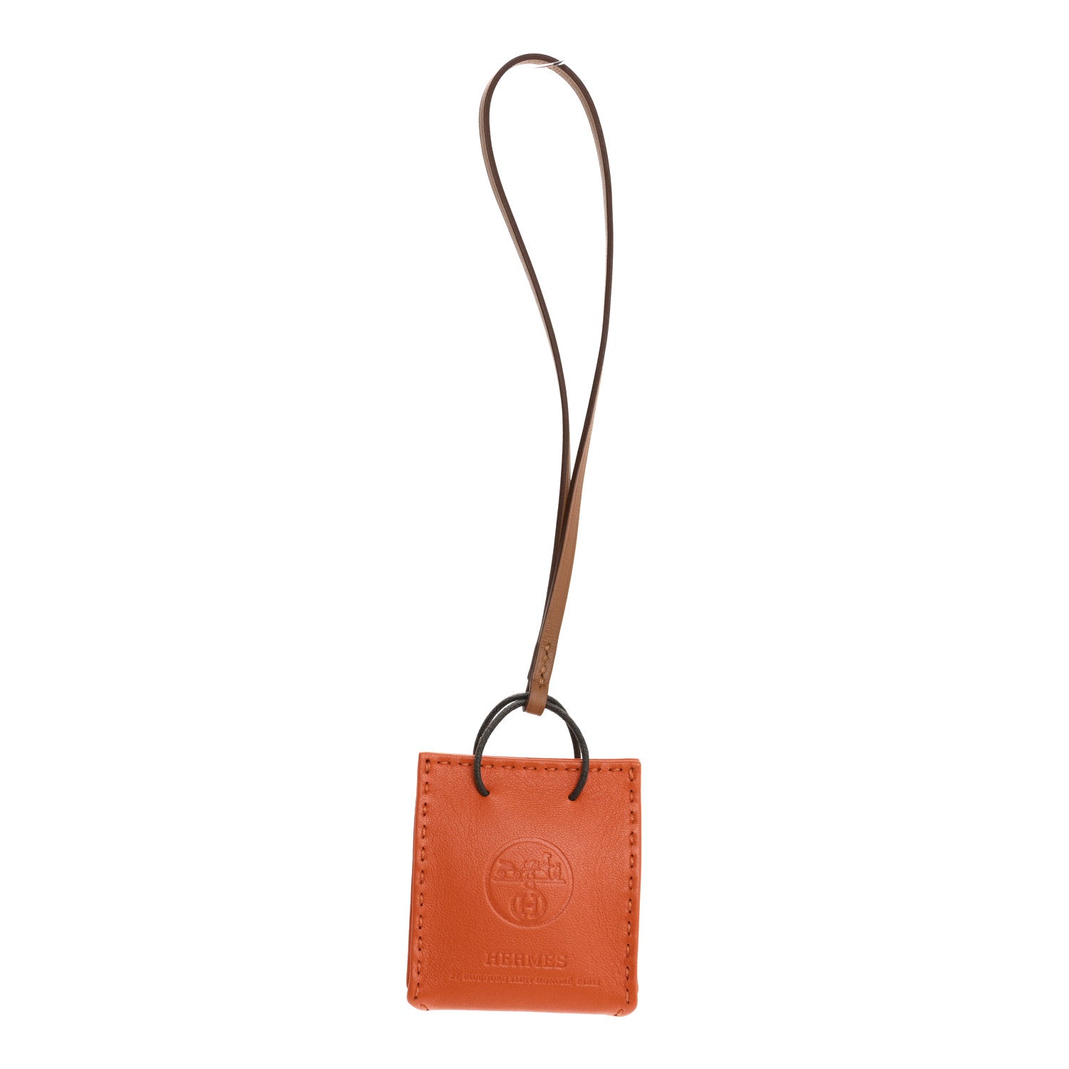 Hermes Milo Lambskin Swift Shopping Bag Charm Feu Gold 1 of 5