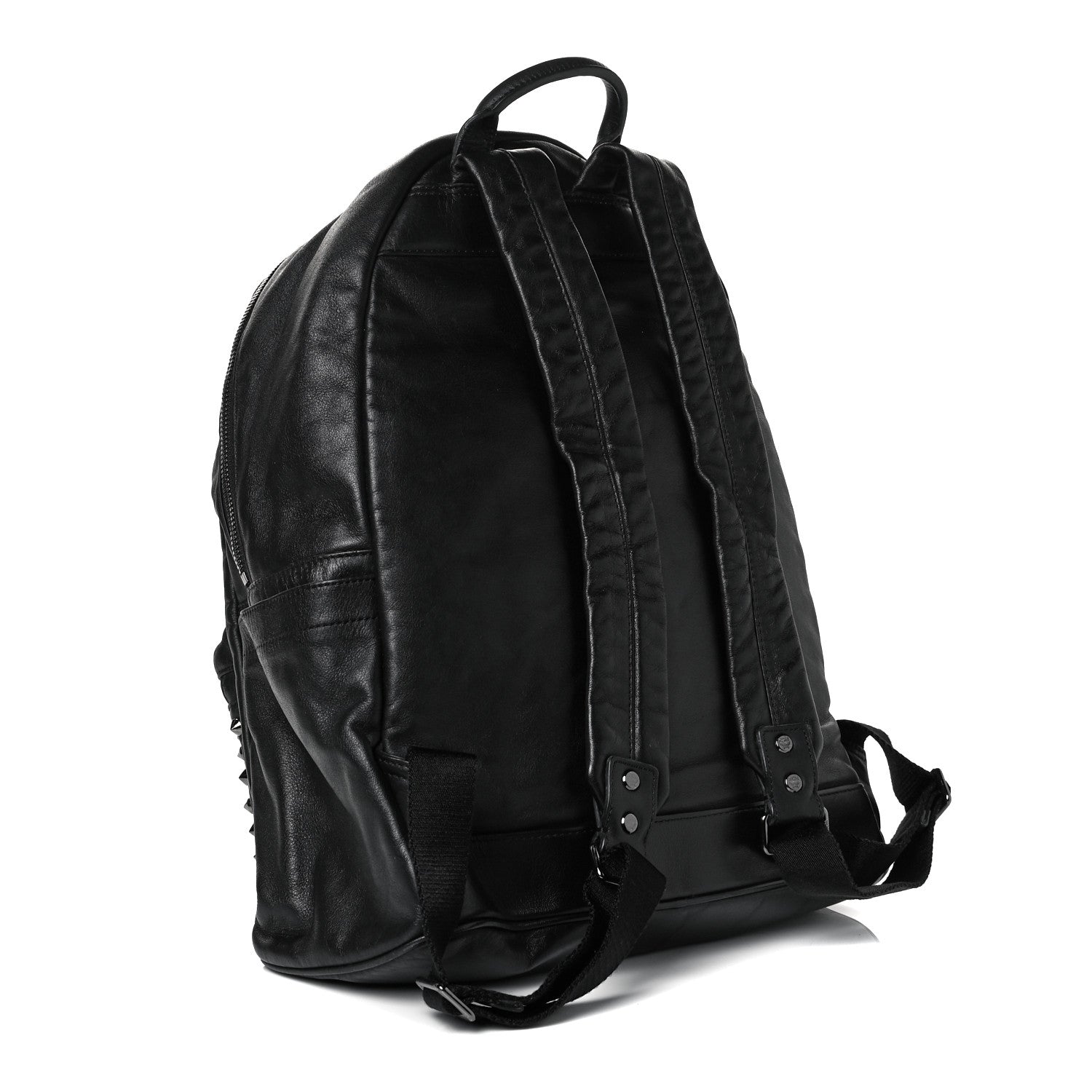 MCM Calfskin Medium Studded Backpack Black 2 of 13