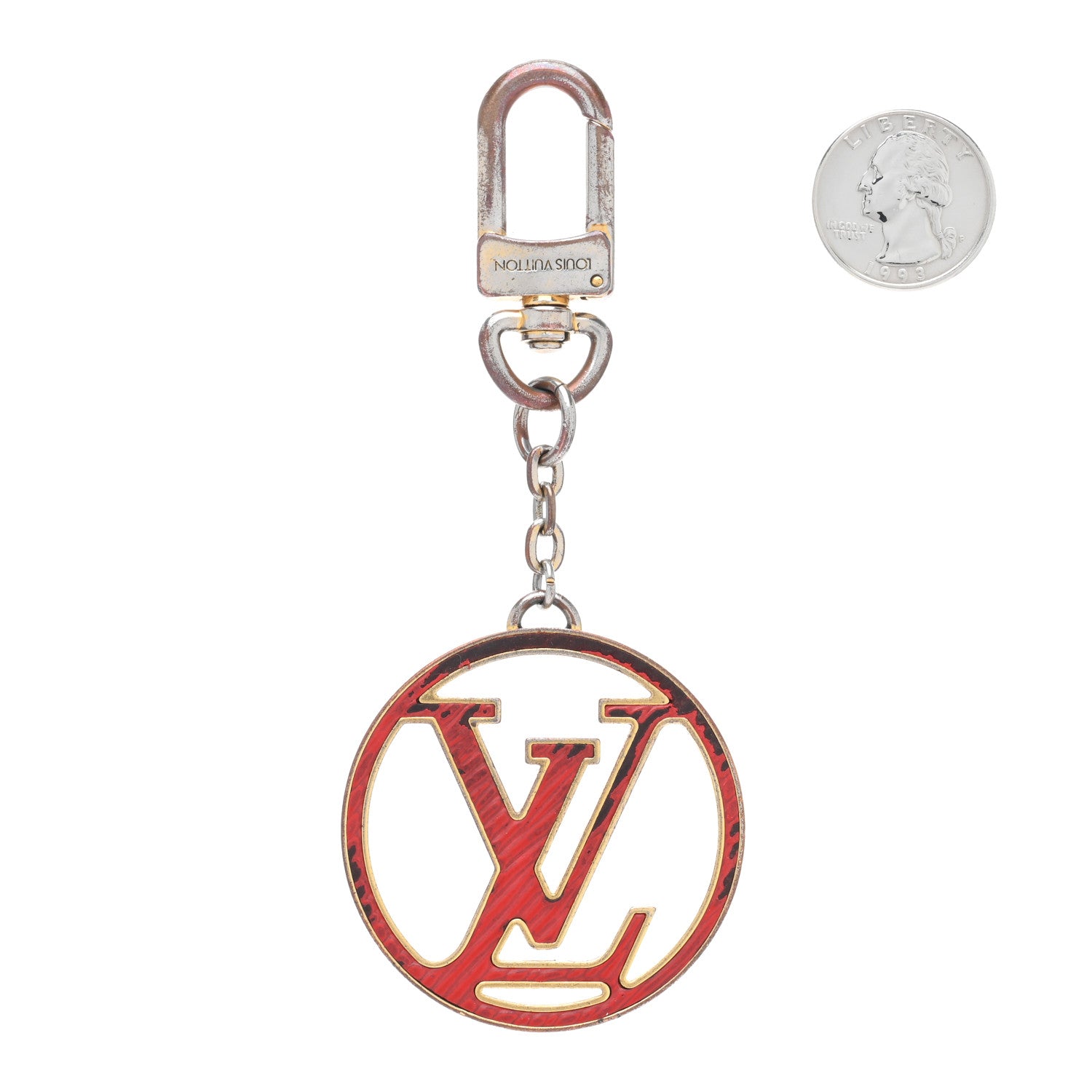 Louis Vuitton Epi LV Circle Bag Charm Key Holder Red Pink 2 of 3