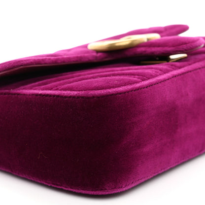 Gucci Velvet Matelasse Mini GG Marmont Shoulder Bag Fuchsia Violet Cyclamen 9 of 10