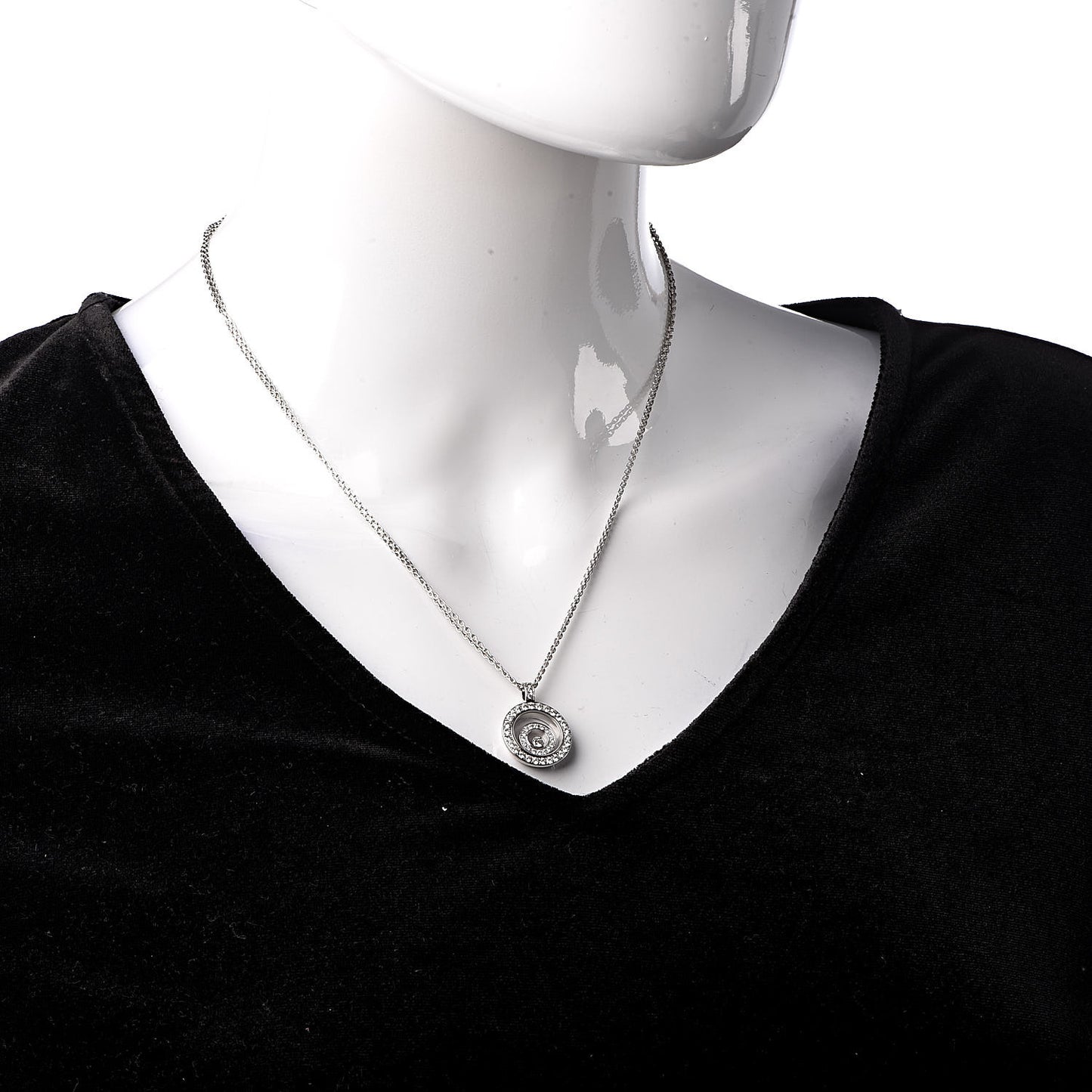 18K White Gold Diamond Happy Spirit Pendant Necklace