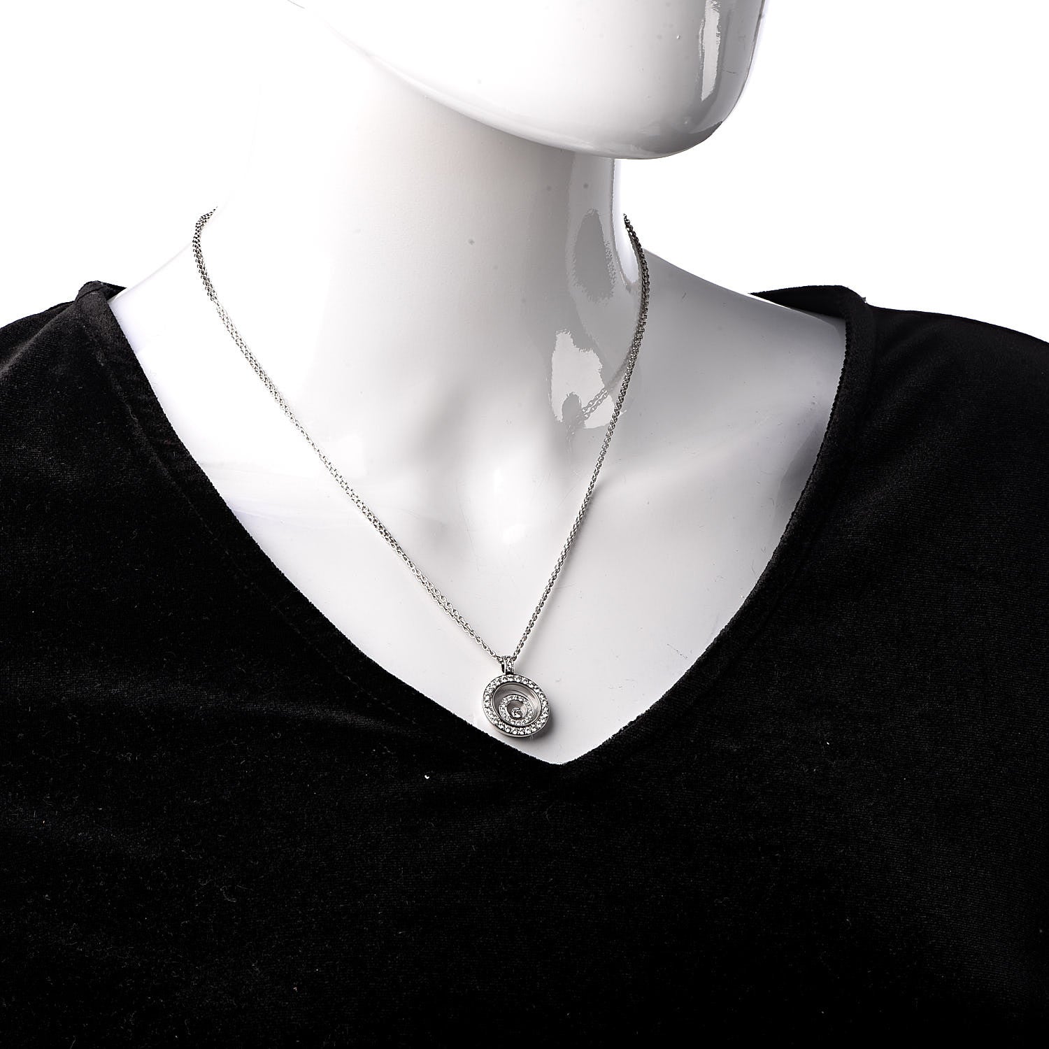 Chopard 18K White Gold Diamond Happy Spirit Pendant Necklace 2 of 6