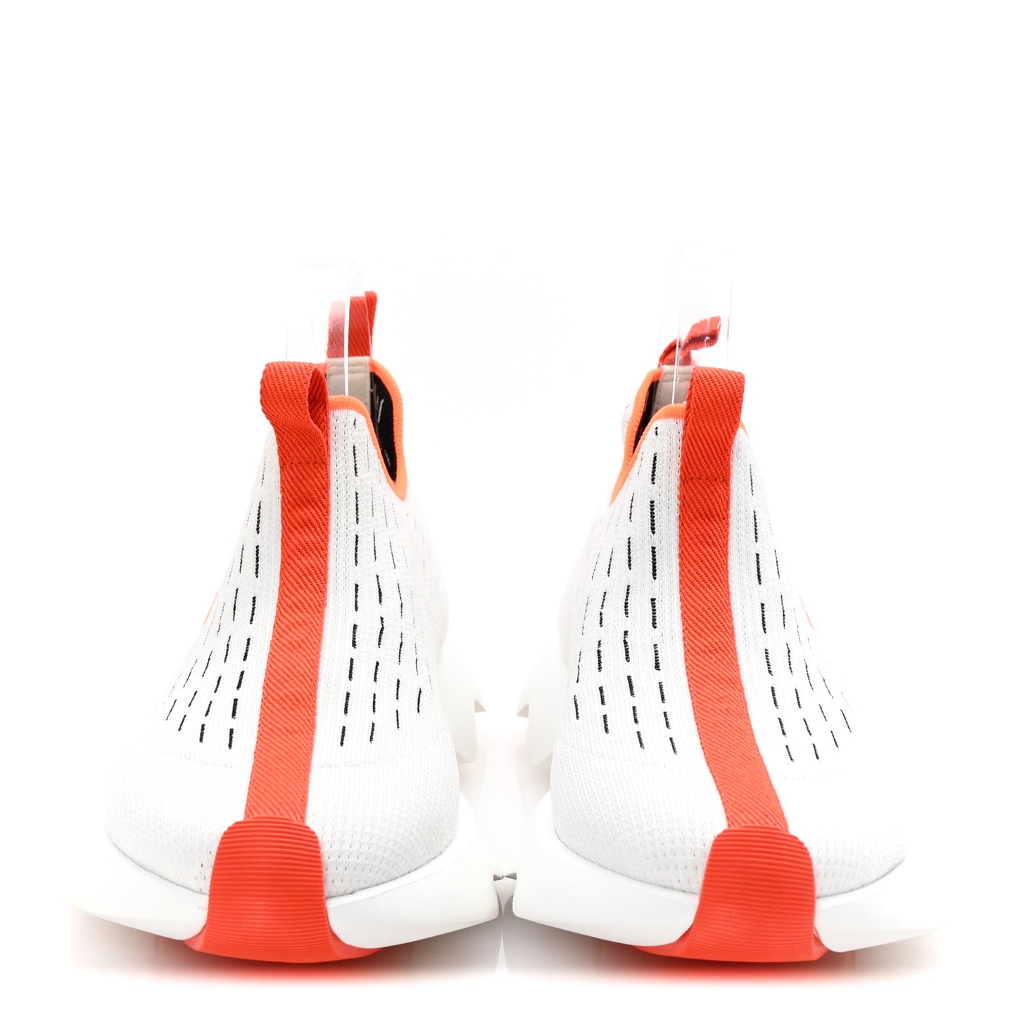 Technical Canvas Goatskin Womens Eclair Sneakers 41 White Orange