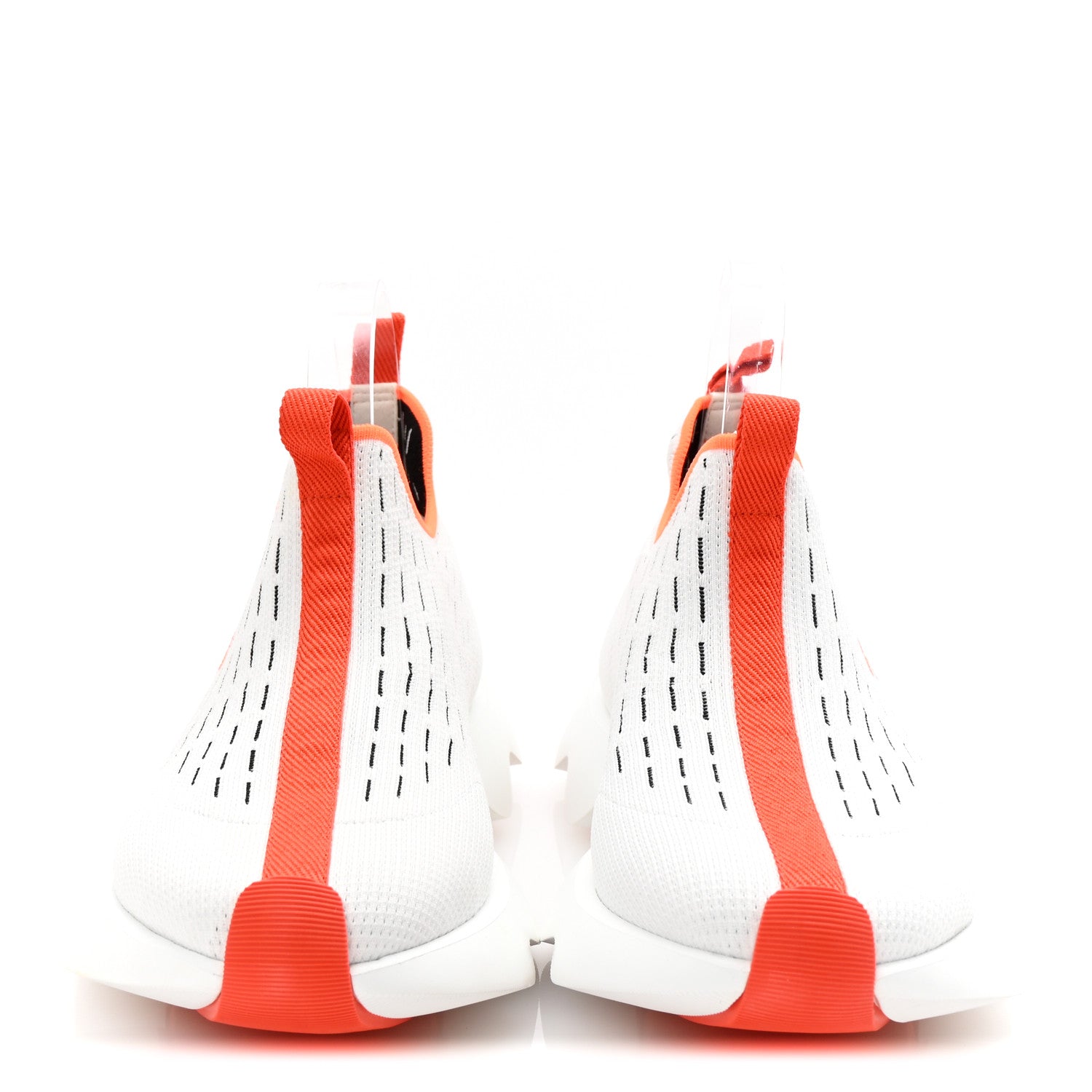 Hermes Technical Canvas Goatskin Womens Eclair Sneakers 41 White Orange 3 of 9