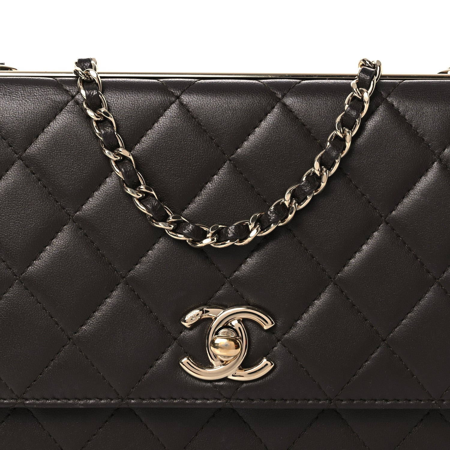 Chanel Lambskin Quilted Trendy CC Wallet On Chain WOC Dark Brown 9 of 14