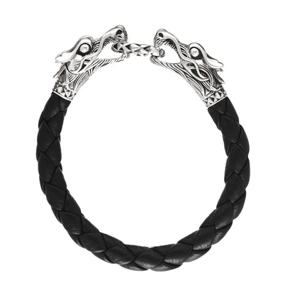 John Hardy Sterling Silver Leather Naga Dragon Legend Bracelet Black 3 of 6