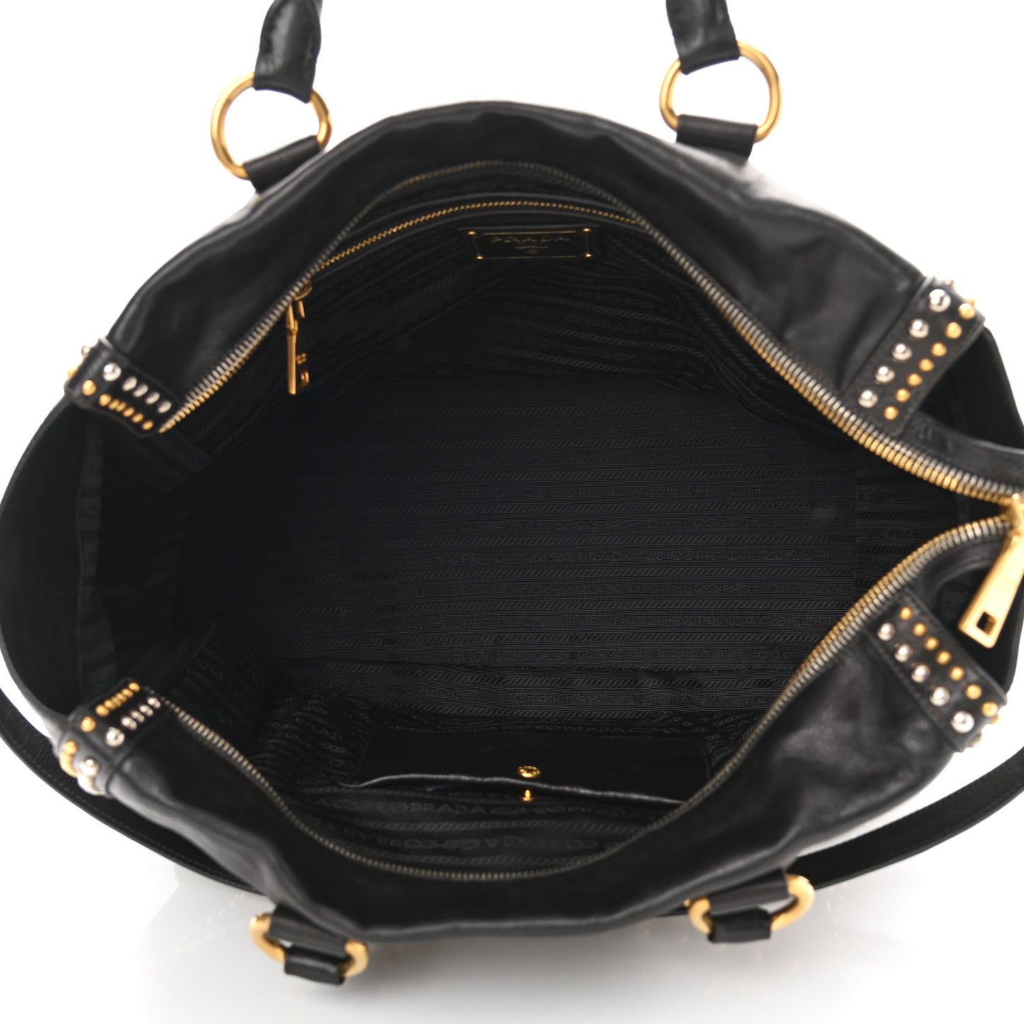Glace Calf Studded Tote Black