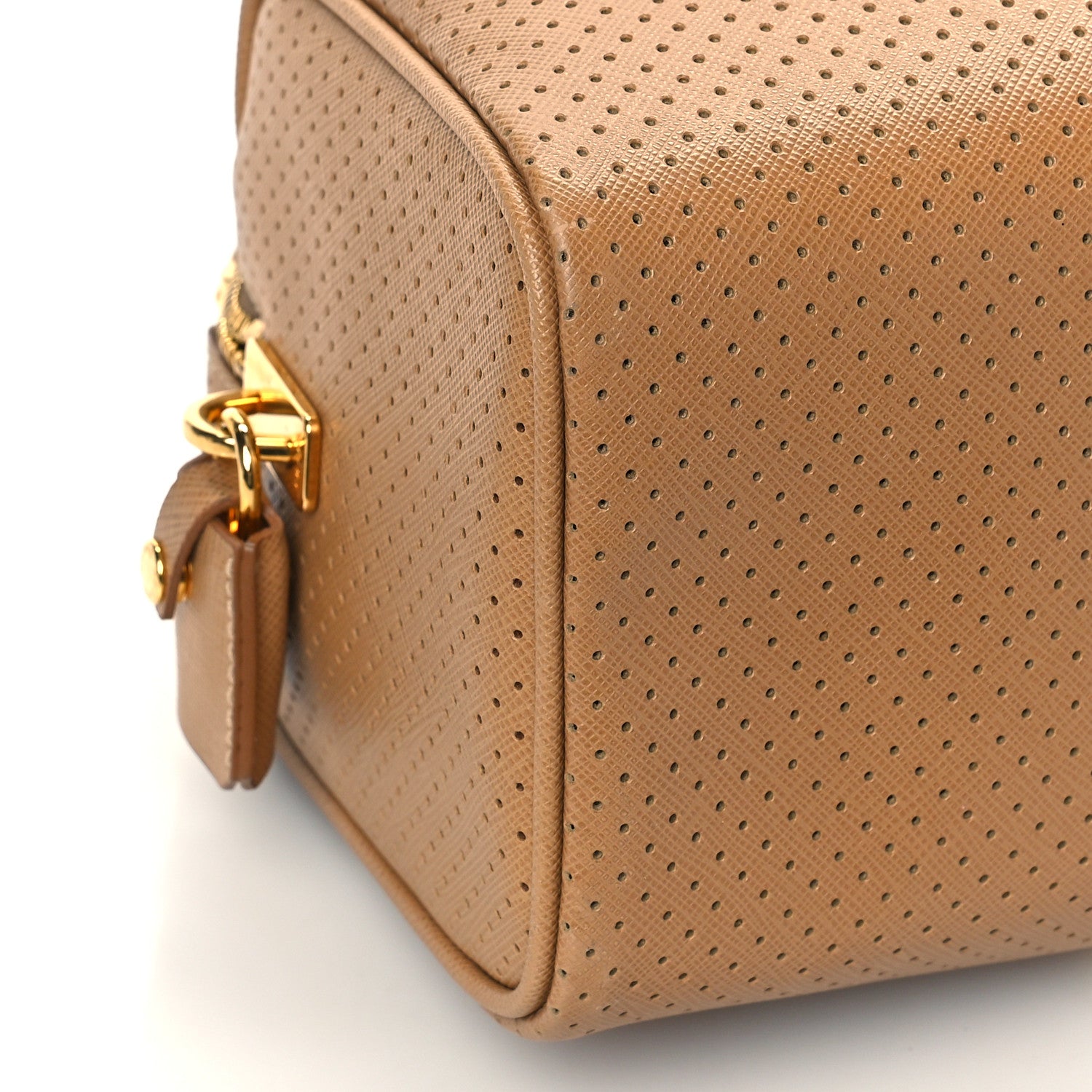 Prada Saffiano Perforated Striped Boston Cuoio Mimosa 7 of 8