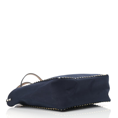 Valentino Garavani Canvas Small Rockstud Reversible Tote Navy Blue Beige 7 of 17