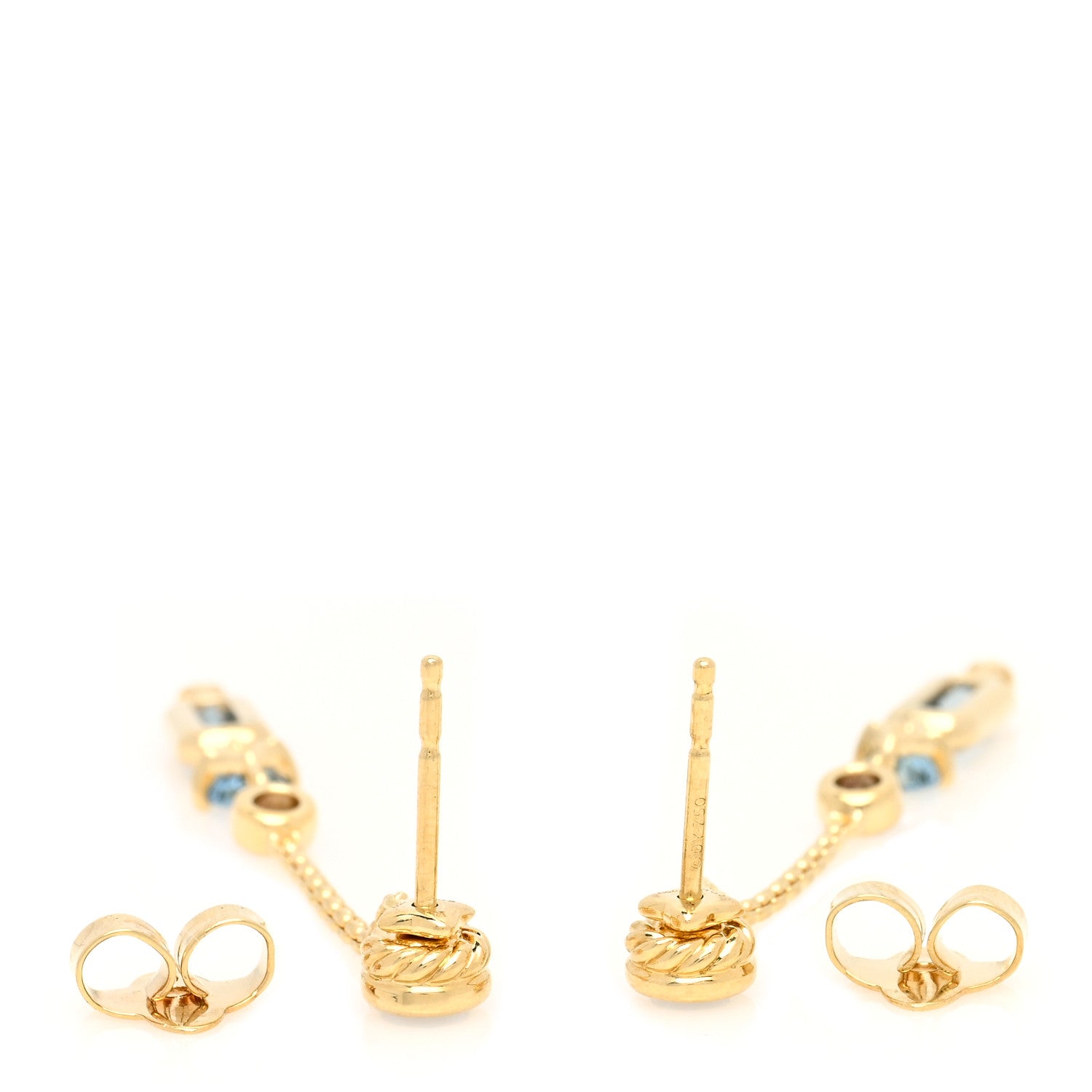David Yurman 18K Yellow Gold Diamond Hampton Blue Topaz Aquamarine Tanzanite Novella Drop Earrings 3 of 4