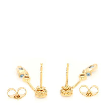 David Yurman 18K Yellow Gold Diamond Hampton Blue Topaz Aquamarine Tanzanite Novella Drop Earrings 3 of 4