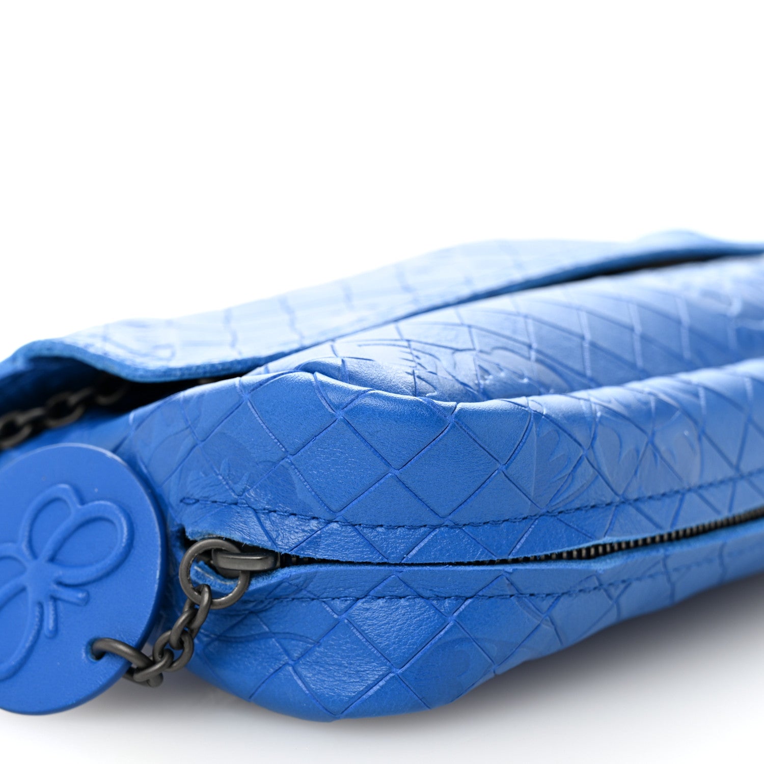 Bottega Veneta Calfskin Intrecciomirage Embossed Butterfly Small Chain Crossbody Signal Blue 10 of 11