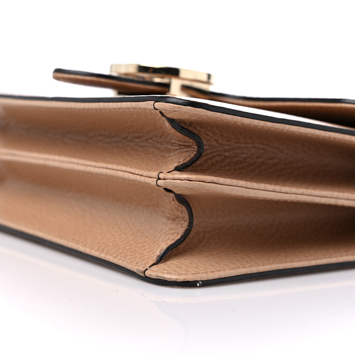 Dollar Calfskin Small Interlocking G Shoulder Bag Camelia