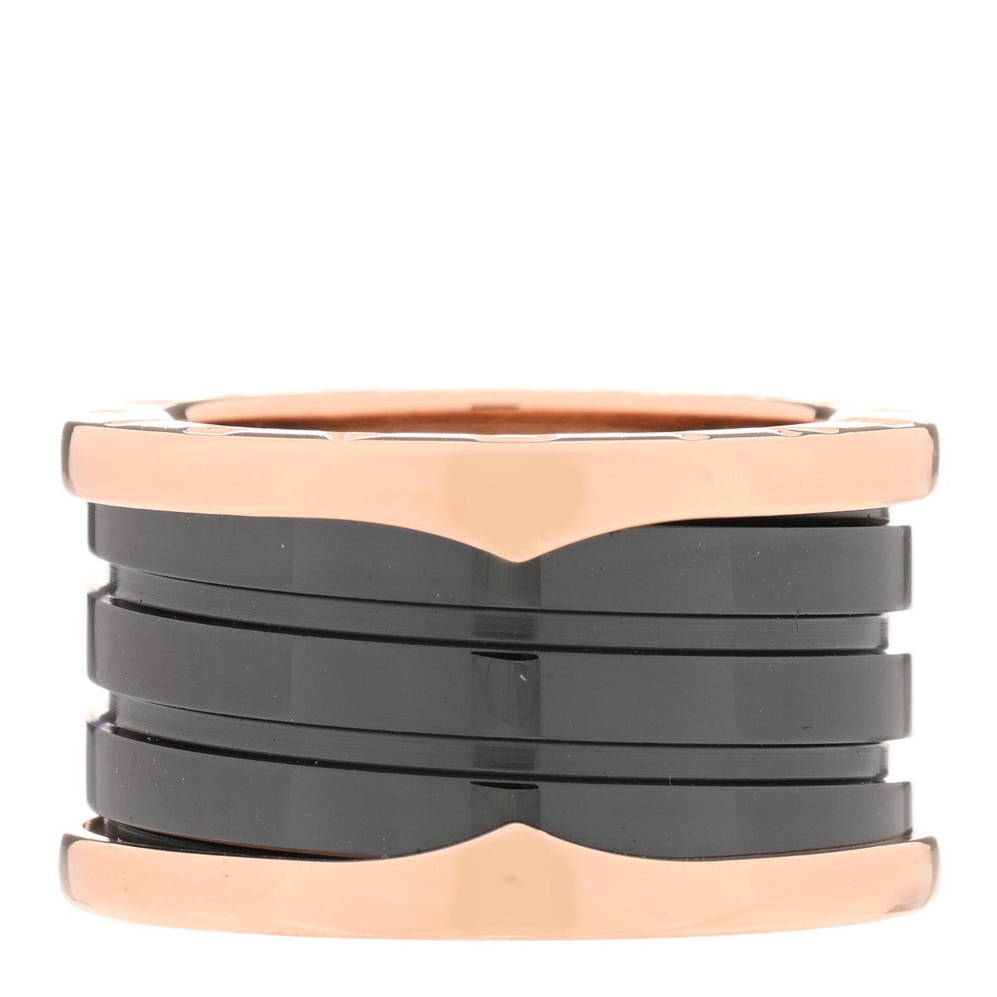 18K Rose Gold Black Ceramic B.Zero1 Four-Band Ring 51 5.75