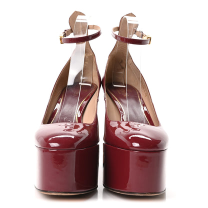 Valentino Garavani Patent Tan-Go 55/155mm Platform Sandals 38 Burgundy 3 of 9