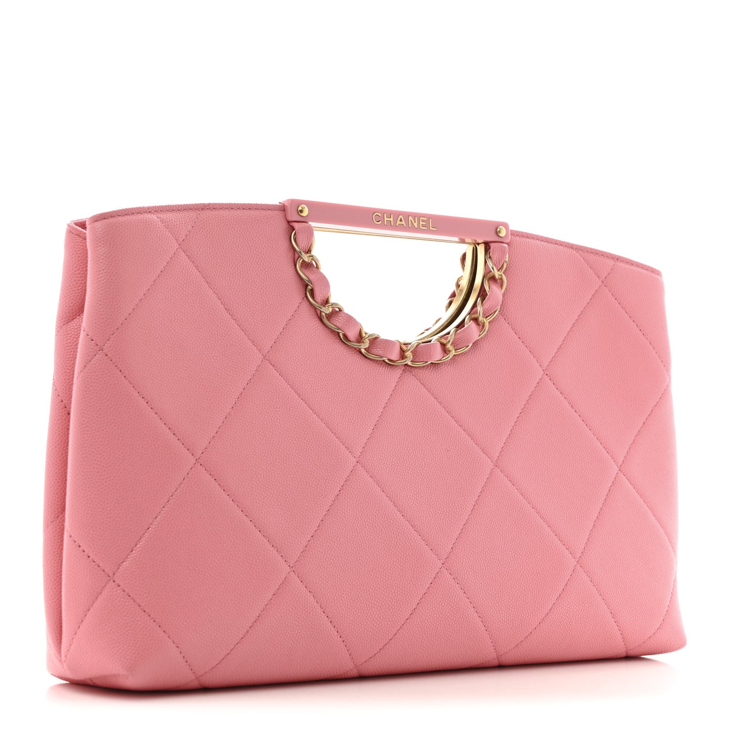 Caviar Quilted A Real Catch Clutch Pink