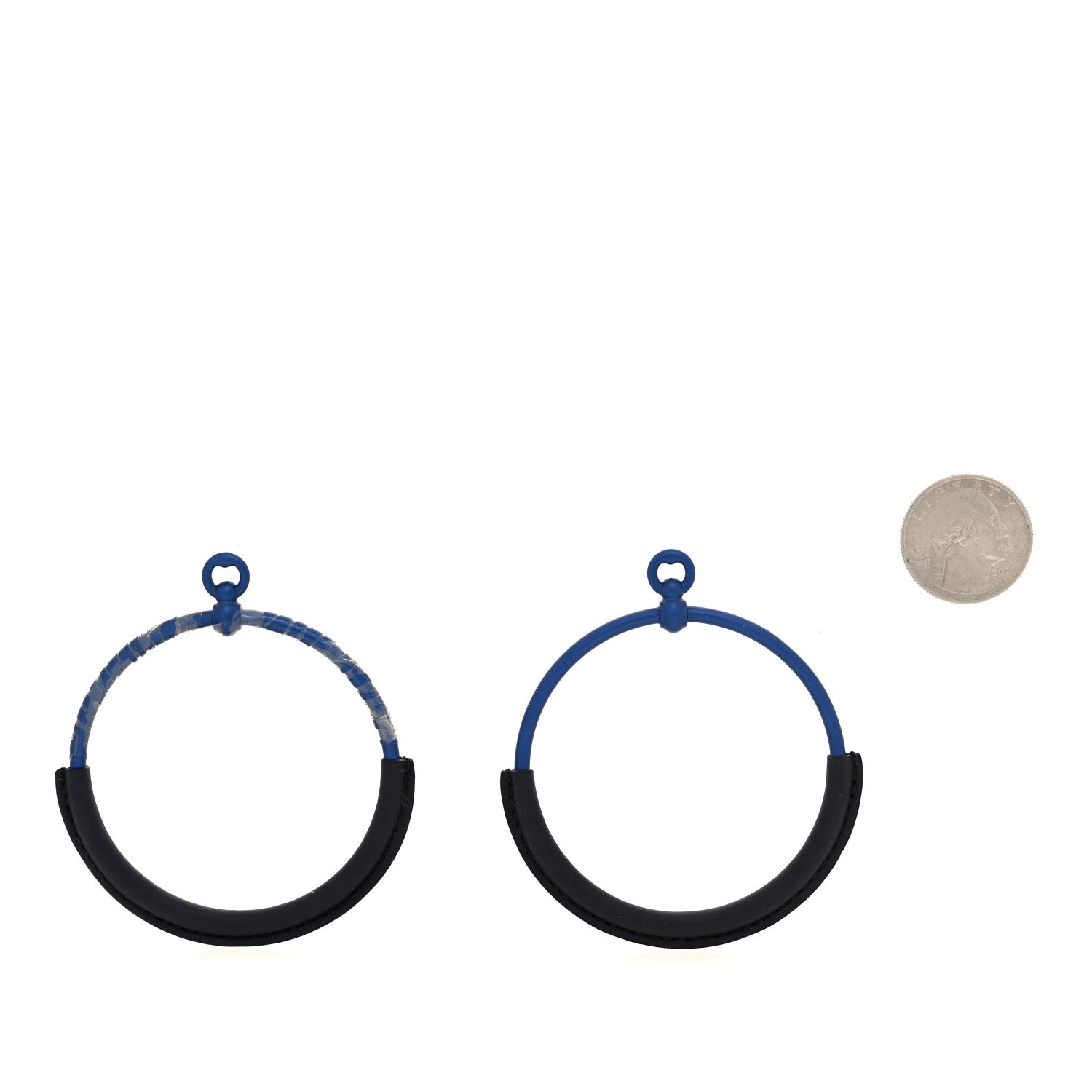 Hermes Aluminum Palladium Plated Swift Loop Earrings Bleu Black 2 of 4
