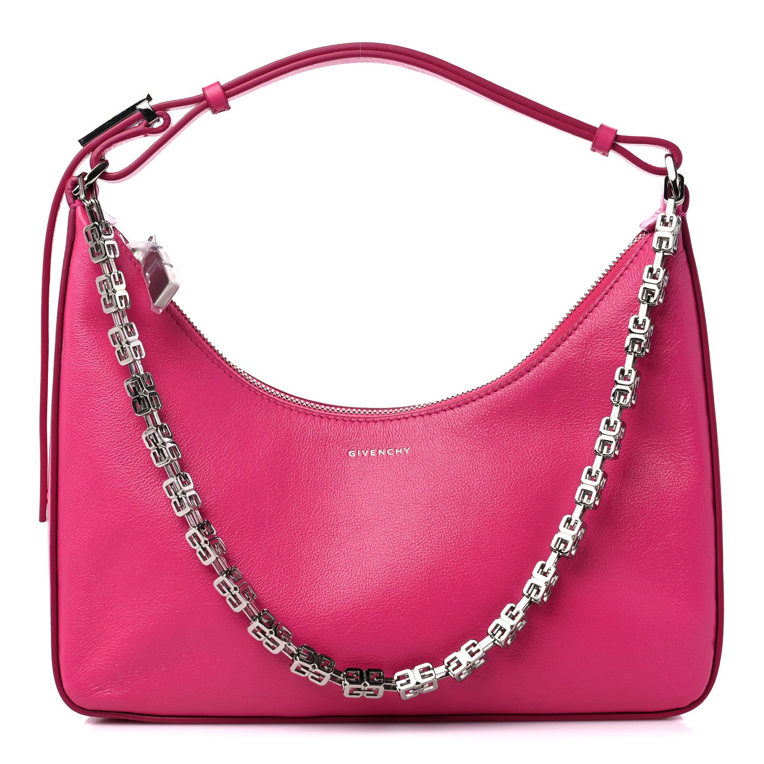 Givenchy Tumbled Calfskin Small Moon Cut Out Shoulder Bag Neon Pink 1 of 9
