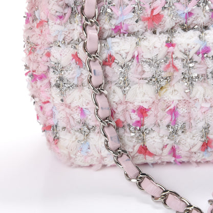 Chanel Tweed Quilted Mini Rectangular Flap Light Pink Silver Blue 9 of 11