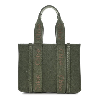 Chloe Linen Medium Woody Tote Wide Forest 1 of 10