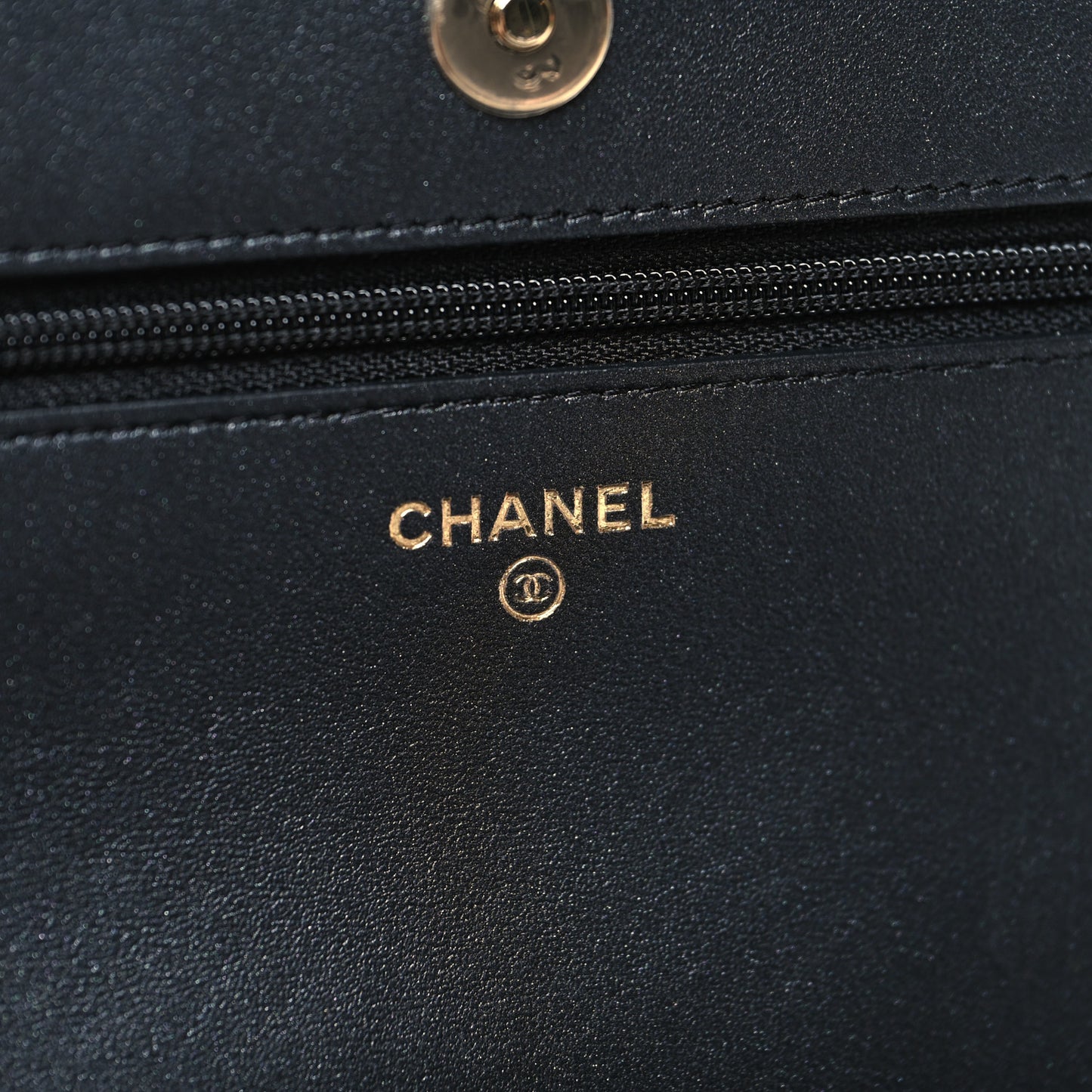Iridescent Lambskin Quilted Pearl Wallet On Chain WOC Black